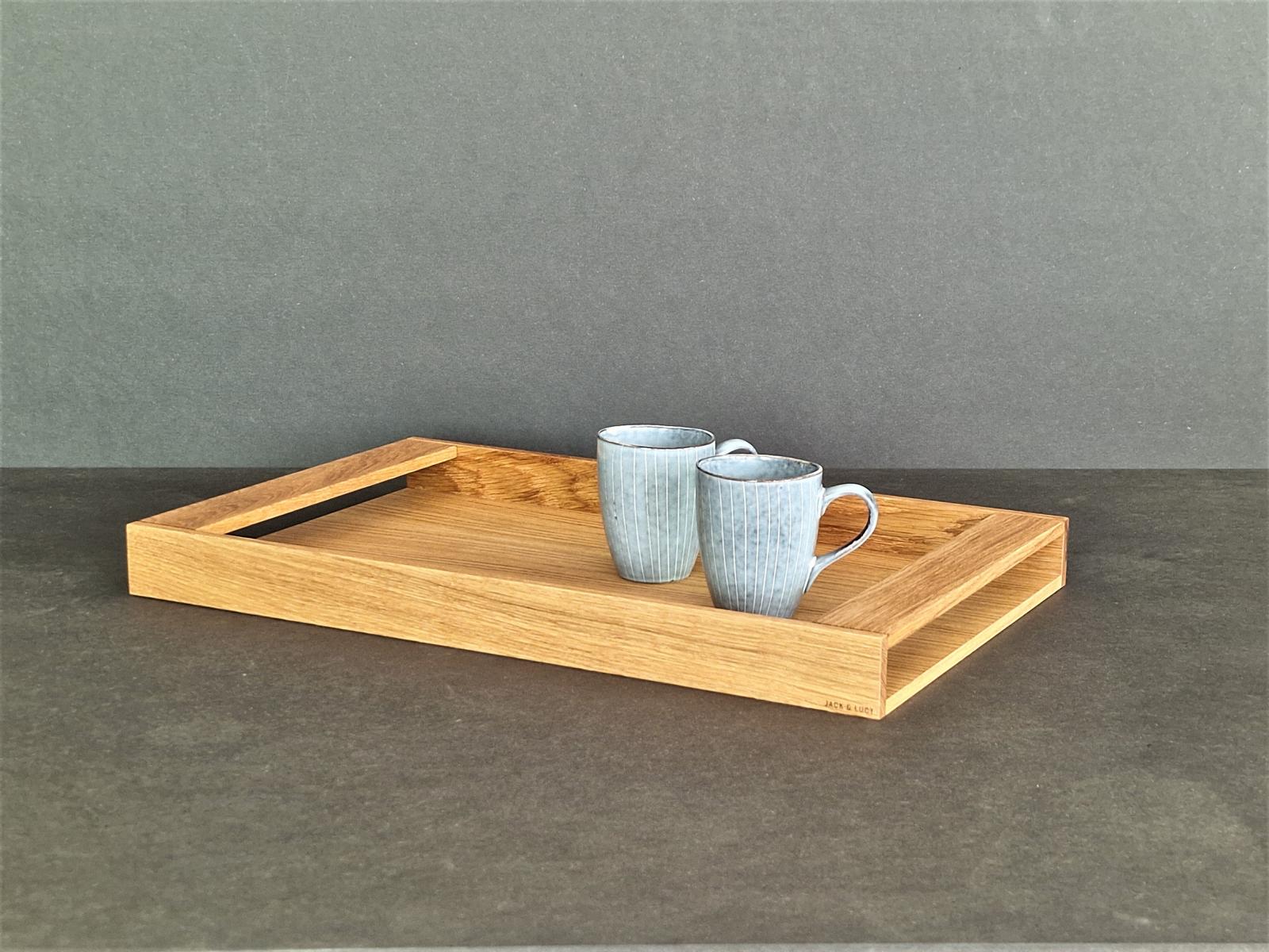 Tray 55/35, Tablett aus geölter massiver Eiche und furniertem Sperrholz