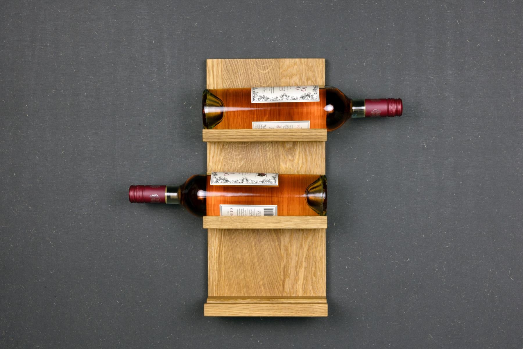 Weinregal aus massiver Eiche! Modular, für drei Flaschen.